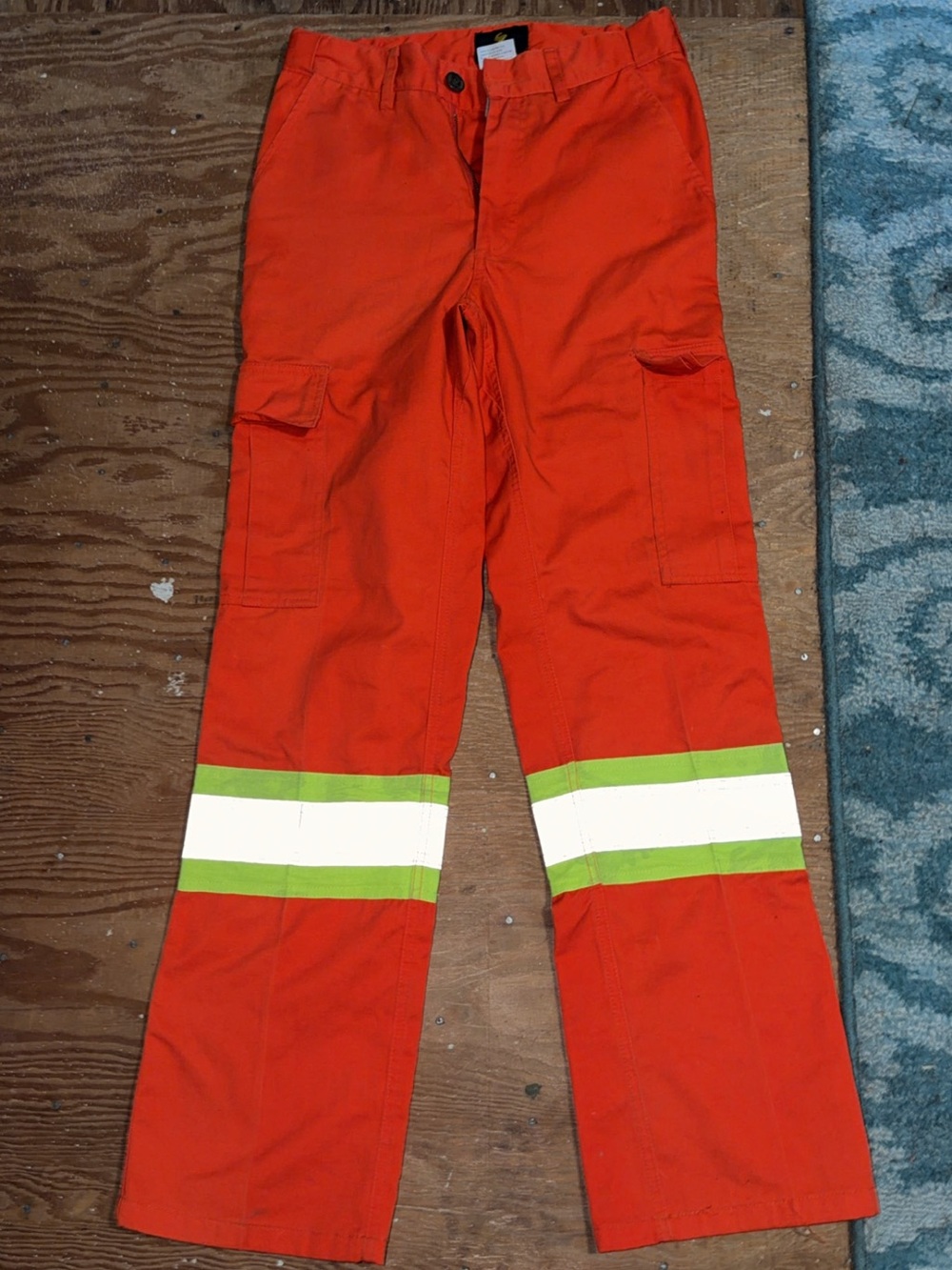 High-Visibility Orange Work Cargo Pants with Reflective Striping